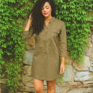 NWT THEORY Jullitah Moss Poplin Shift Dress, 0